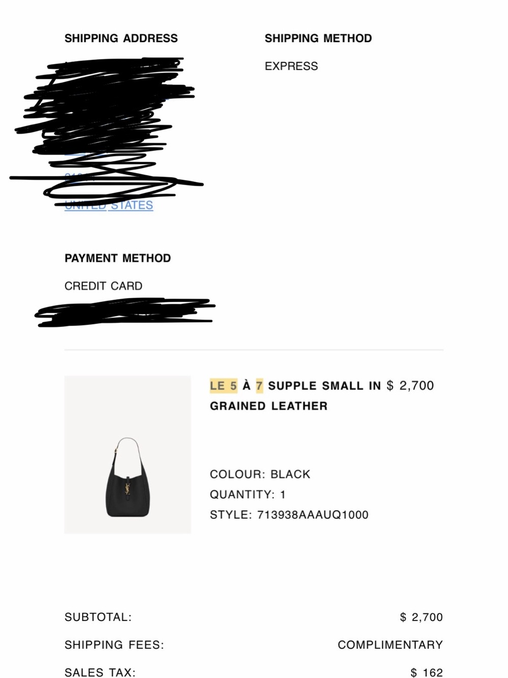 Saint Laurent Black Le A 5 7 Supple Hobo Small With Zoomoni Organizer - BNIB - Picture 15 of 16